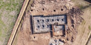 aerial view of gray concrete building